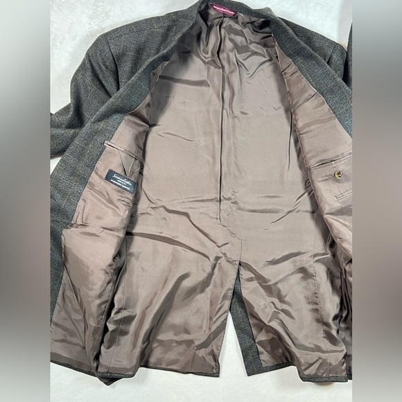 Samuelsohn Made in Canada 100% Wool Brown Plaid Classic Sports Coat Blazer EUC - Picture 8 of 15